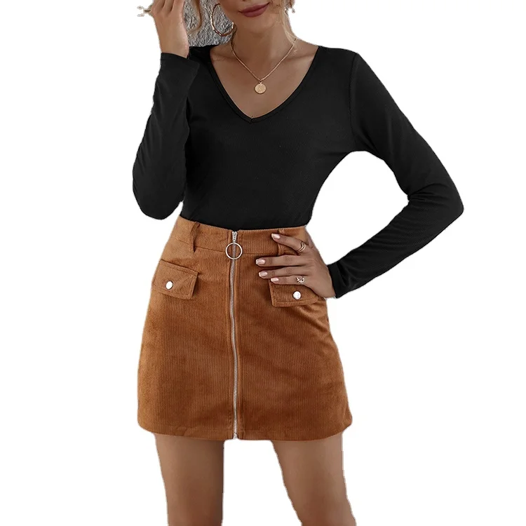 

Fashion Women Custom Tartan Button Front Mini Skirt Straight Skirt, Customized colors