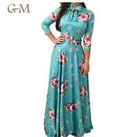 

Summer Beach Wear Long Floral Printing Maxi Dress with bow for Woman