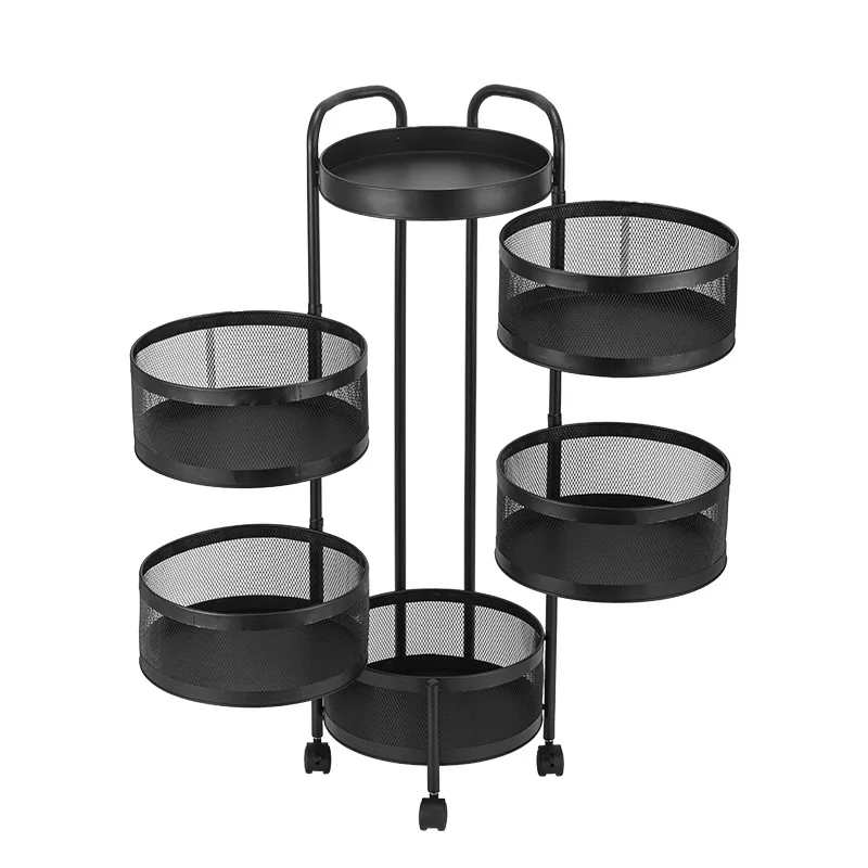 

EE144 2021 Carbon Steel Kitchen Magnetic Lock Wheel Caster Basket Rotatable Storage Rack Organizer Storage Shelf Rack Basket, As pic