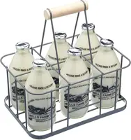 

Kitchen Craft Metal Wine Milk Carrier 6 pack Bottle Carrier Wine Holder Simple Beer Basket Custom