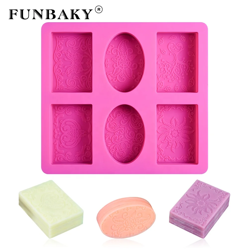 

FUNBAKY Heat resistant soap making tools rectangle oval shape large volume scented soap mold silicone DIY handmade tools, Customized color