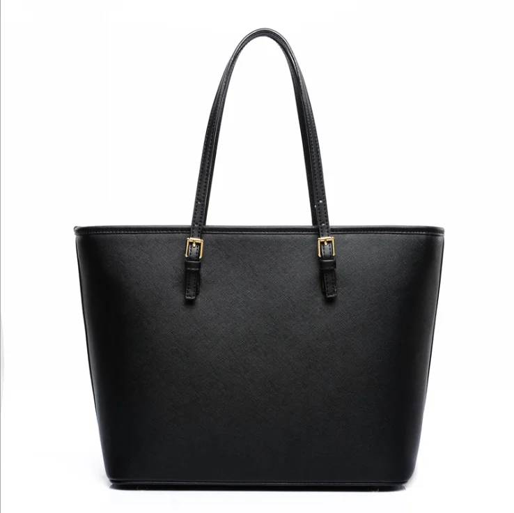 

New PU leather Plain Black Large Capacity Tote Bag Women Soft Handbag for Shopping Commuting HF113-20018