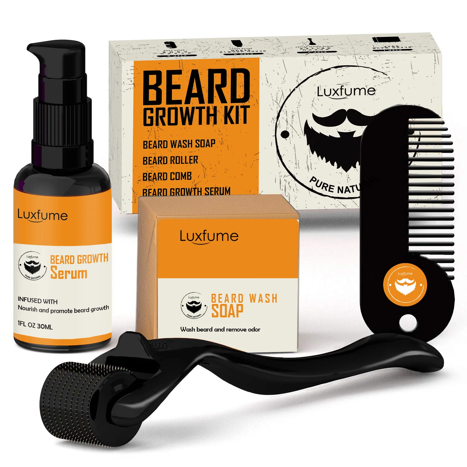 

Private Label Custom Own Logo Beard Growth Care Derma Roller Kit For Men Gift Set