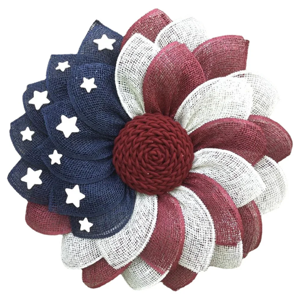 

Wholesale Independence Day Wreath Patriotic American Flag Wreath Home Front Door Ornaments Festival Garland