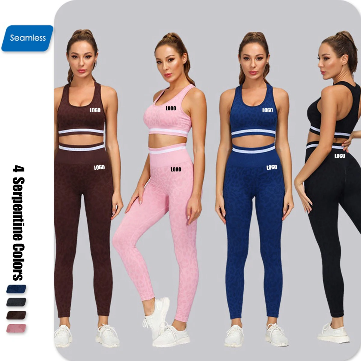 

2021 New High Waist Fitness Two Piece Pants Set Seamless Compression Leggings Yoga Gym Set For Women