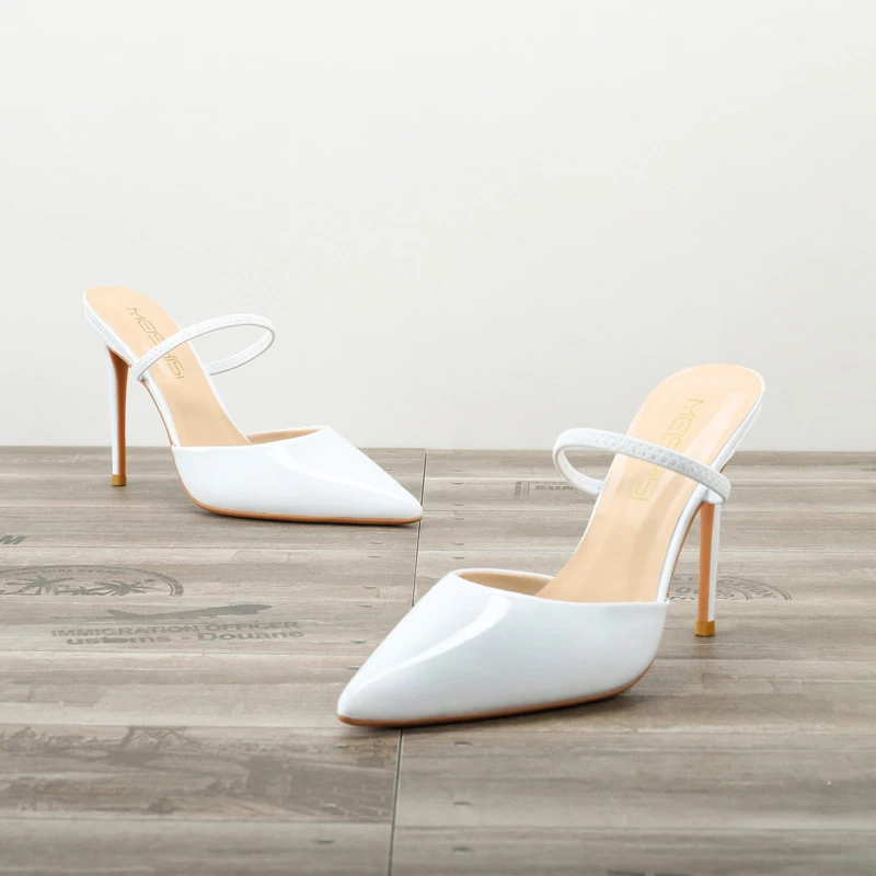 

Ankle Strap Pink Ladies Party Wear Sandals Top Brand High Heels Wholesale Women Pumps Thin Heeled Dress Shoes Stiletto Mules