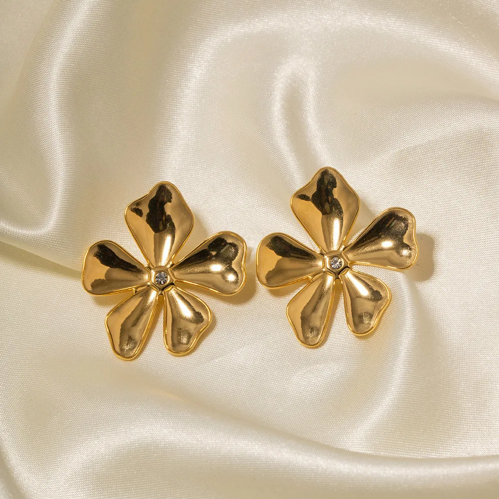 New Arrival French Vintage Flower Earrings Luxury Jewelry Stainless Steel 18K Gold Plated Stud Earrings Non Tarnish