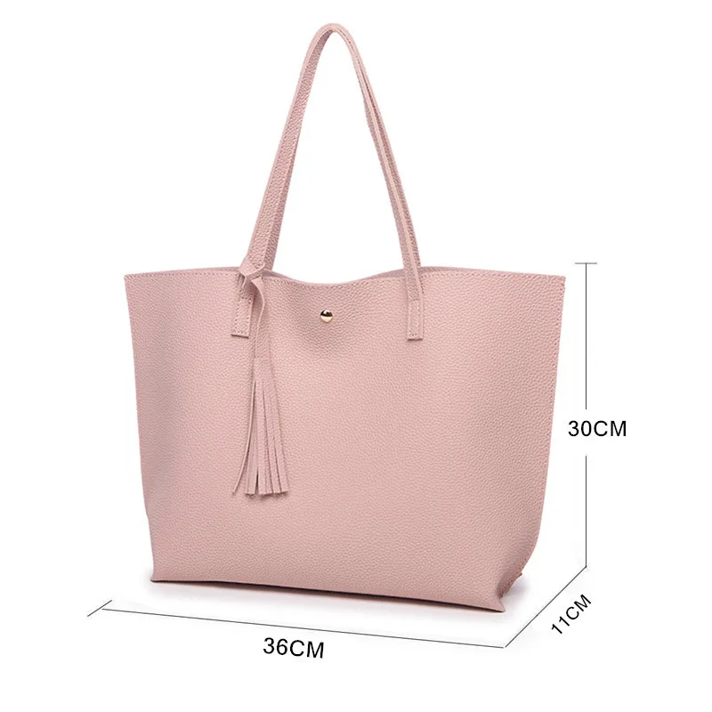 

Women's Soft Faux Leather Tote Shoulder Bag, Big Capacity Tassel Handbag
