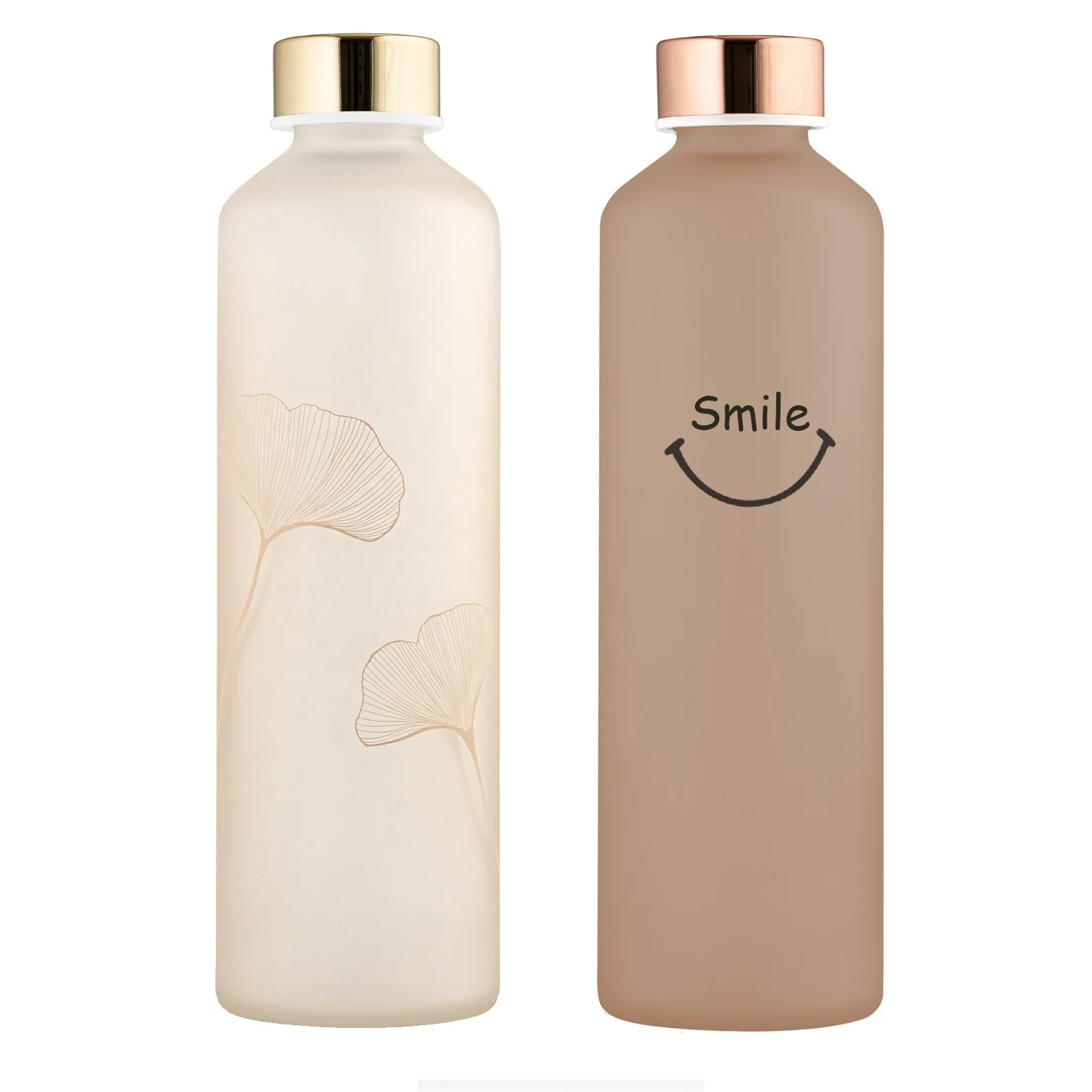 

Fashion design matte frosted glass water bottle drink leak proof metal screw top lid, Customized color