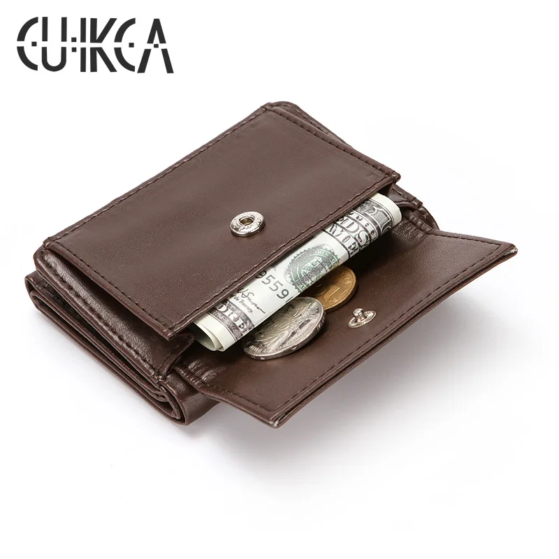 

CUIKCA Slim Mini Wallet HF017 Mens Wallet PU Leather Hasp Coins Wallet Purse Men Billfold Business Credit ID & Card Holders