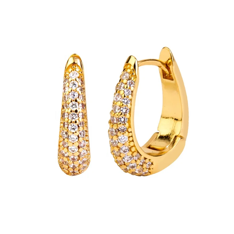 

Milskye Luxury 925 sterling silver plated 14k gold vermeil women micro pave CZ hoop huggies earrings