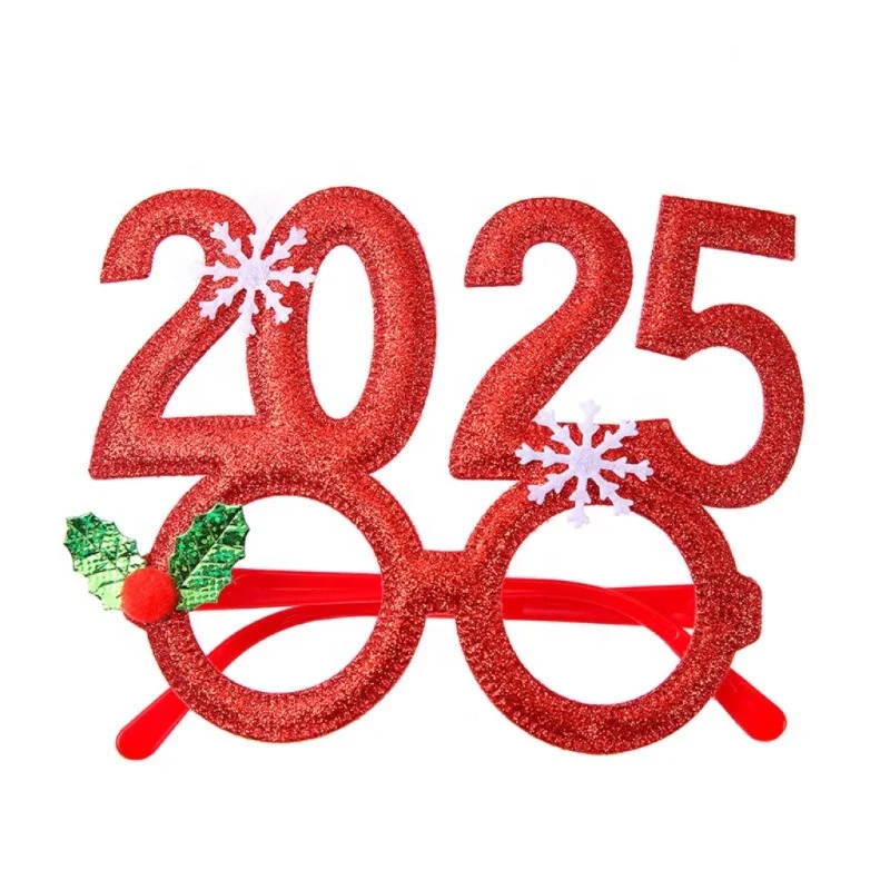 Wholesale New 2025 Christmas Glasses Decorative Glass Party Props New Year Glasses Adult Children Gift