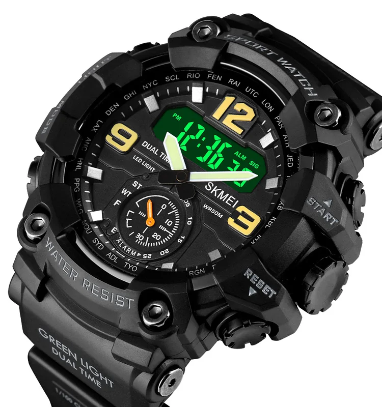 

Custom logo OEM mens analog digital watch SKMEI 1637 mens sports wristwatch, 3 colors/customized