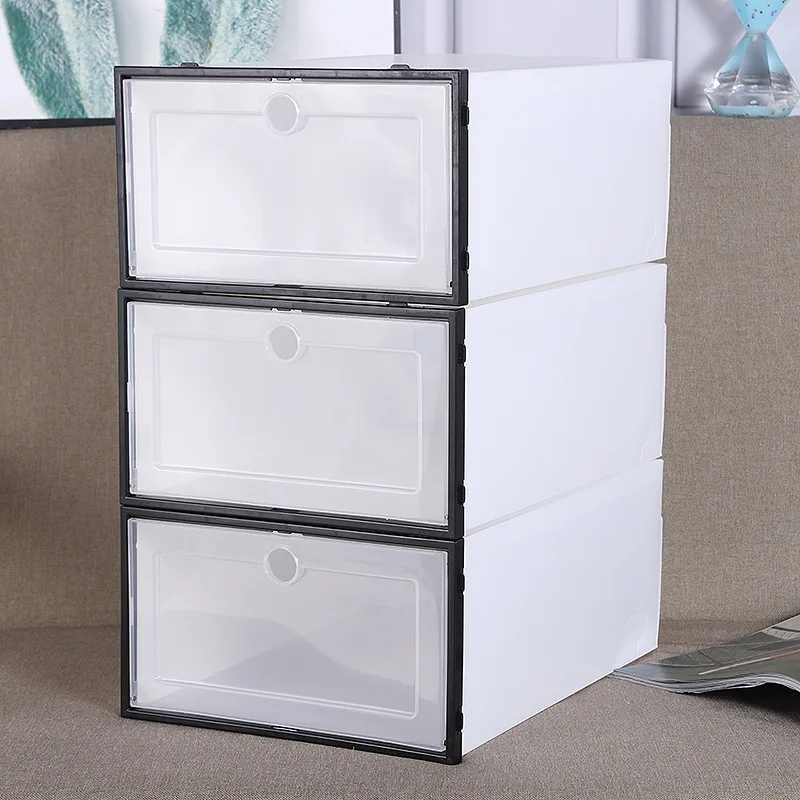 

Factory Cheap Price Home Organizer Thickened Storage Boxes Clear Abs Flip Shoe Rack Stackable Transparent Plastic Shoes Box, Solid