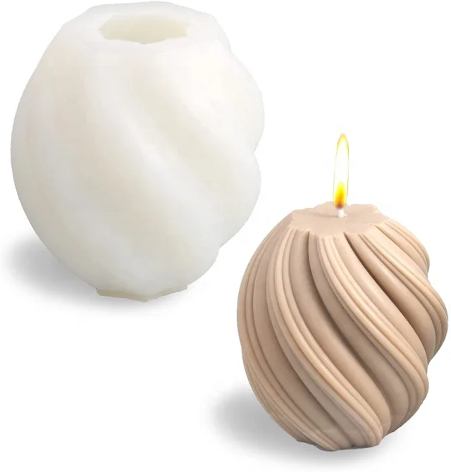 

DLW031 Irregular Geometric Wave Twirl Candle Molds Taper Abstract Art Decorative Wavy Stripe Pillar Modern Silicone Mould