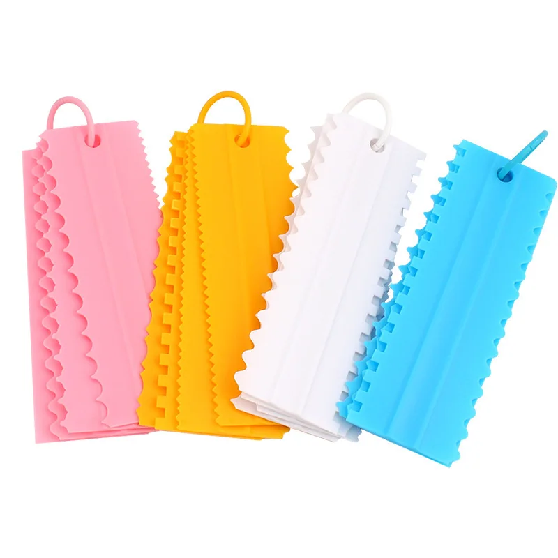 

Decorating Tools 4-piece Cake Cream Scraper Plastic Dough Scraper Baking Surface Comb