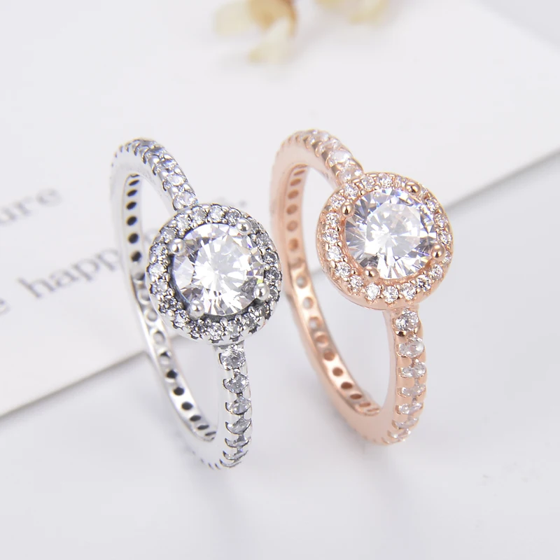 

925 sterling silver zircon woman charm rose gold ring ring