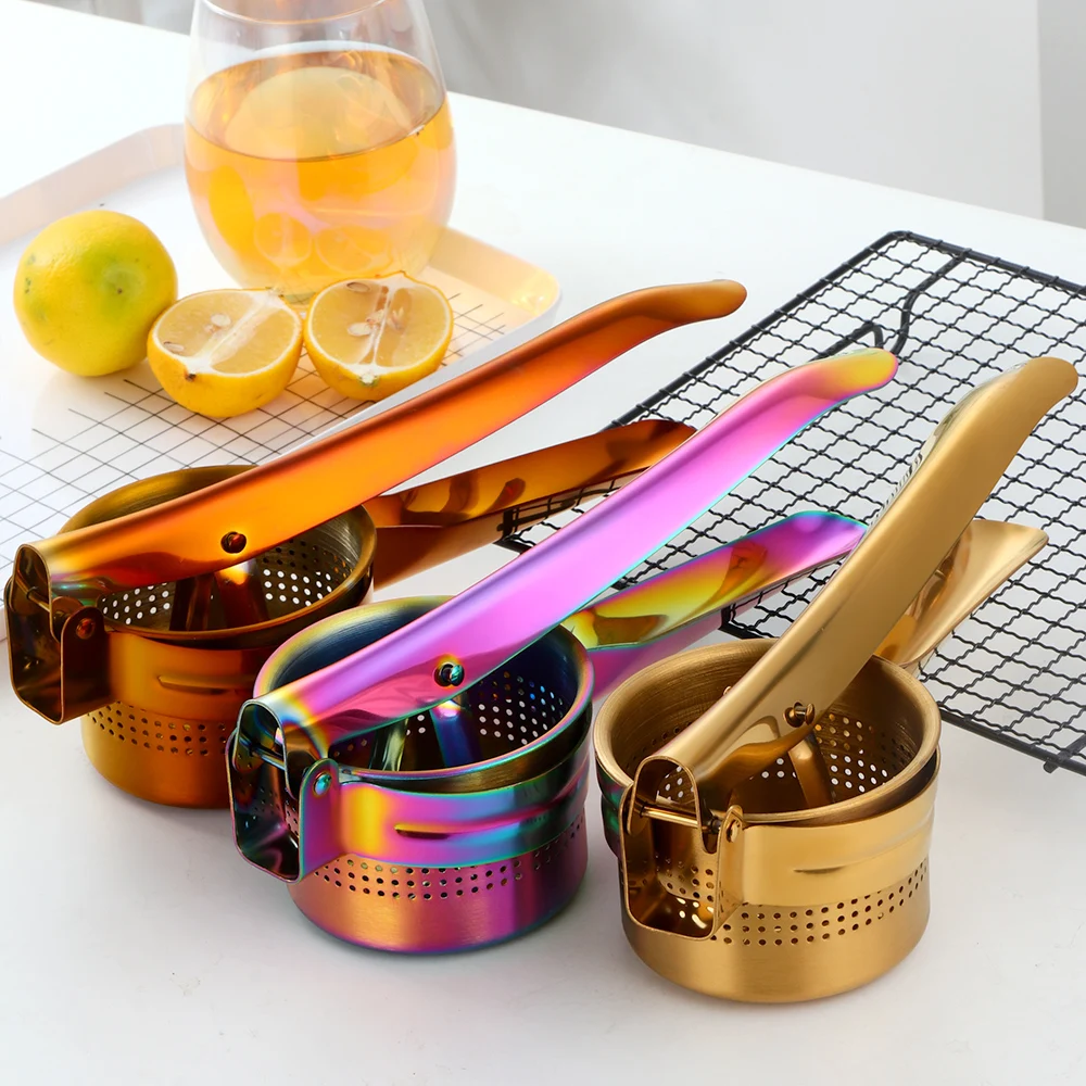 

Portable Kitchen Lemon Orange Manual Press Squeezer Stainless Steel Citrus Juicer Fruit Squeezer, 5 colors