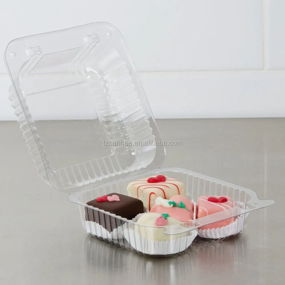 Cake,Pastry,Biscuit Plastic Clamshell Packaging Box Clear Hinged Pet ...