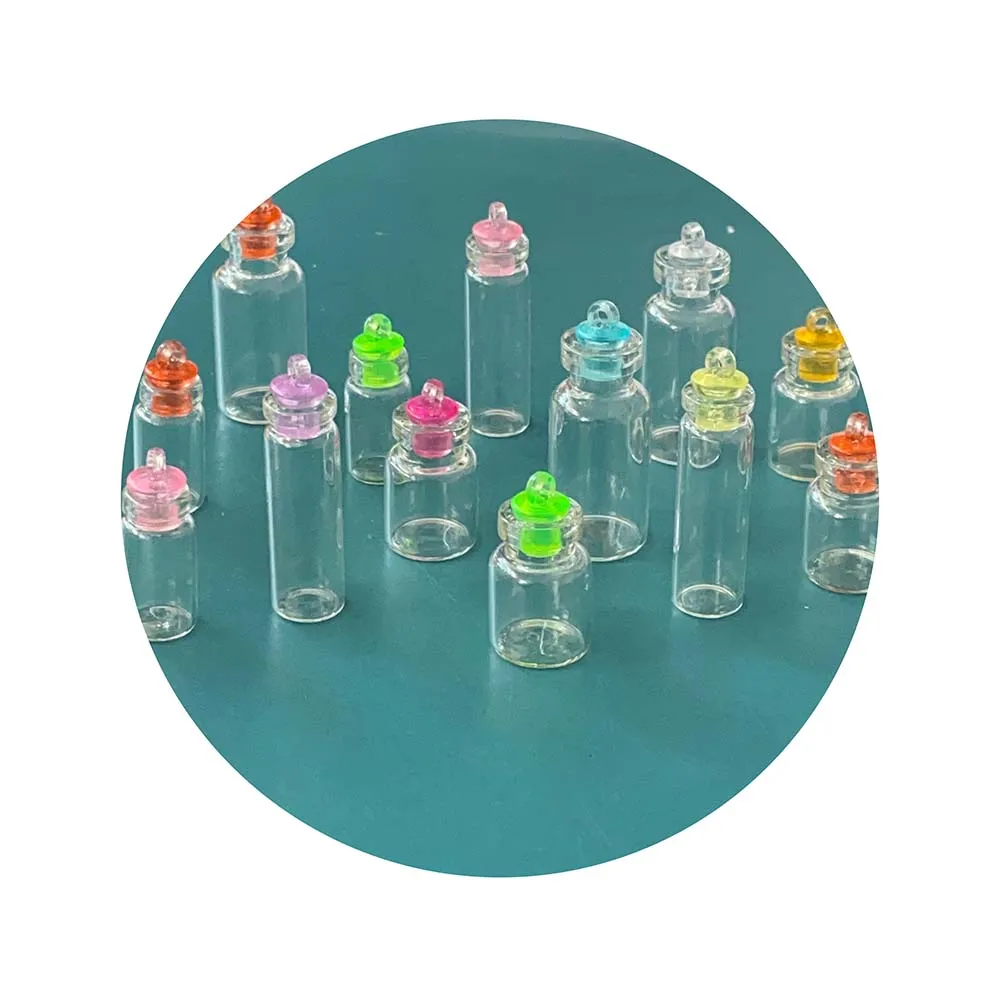 100 Pcs Mini Empty Clear Glass Bottles Wish Bottles DIY Pendant Charms Dangles for Earring Necklaces Keychain Jewelry Making DIY