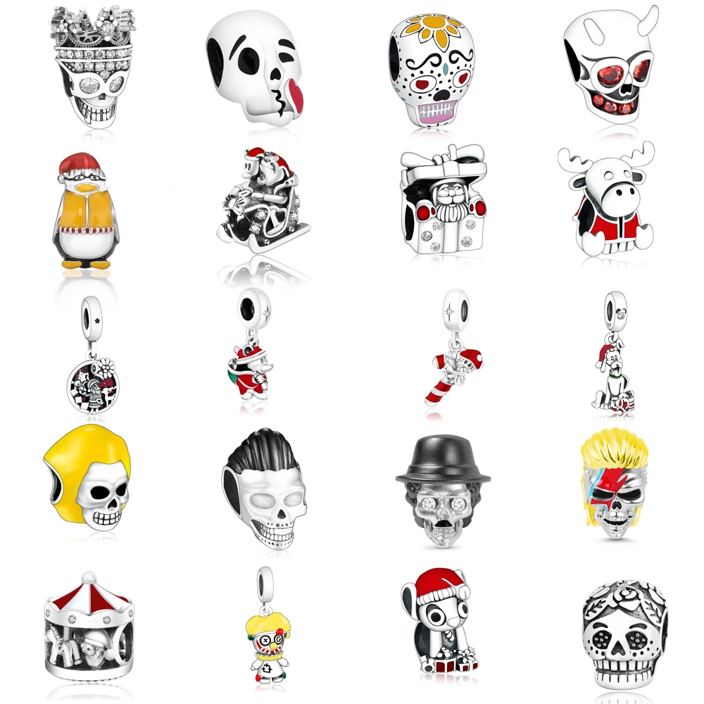 

New 925 Sterling Silver Christmas Hat Yellow Penguin Beads Charm Fit Original Charms Bracelets Jewelry Making