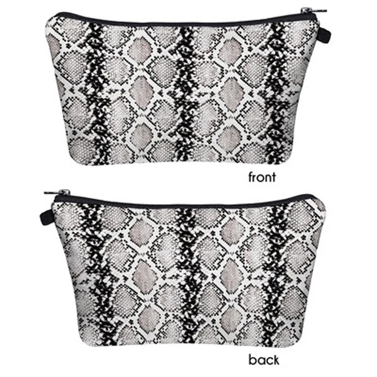 

Women 3D digital printing snakeskin wash bag waterproof storage bag portable leather clutch Bag, As picture