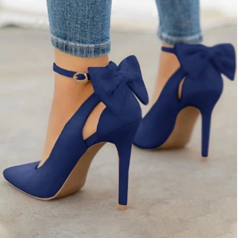 

Women's Pumps High Heel Bowknot Fashion Female Stiletto Summer New Pointed Toe Elegant Solid Color Dress Ladies Shoes