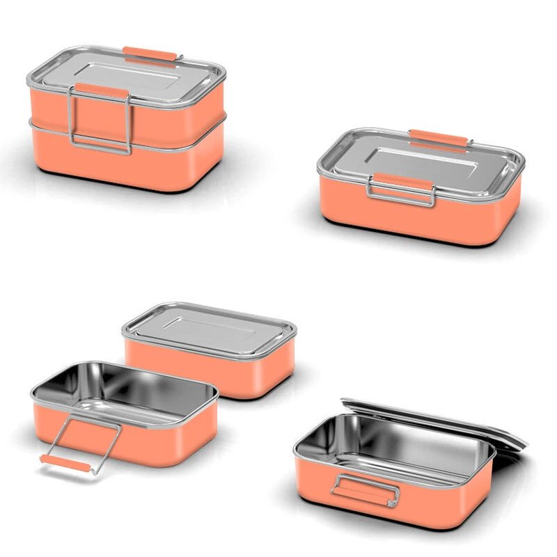 

Food Grade Bento Box Food Storage Tiffin Box Leakproof Food Container Rectangle 18/8 Stainless Steel Lock And Lock Lunch Box, Customized color