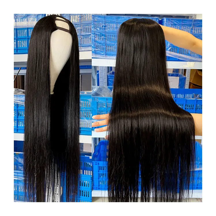 

High Good Quality 250% Density Brazilian Indian Cambodian Remy Virgin Human Hair U Part Wigs For Black Women