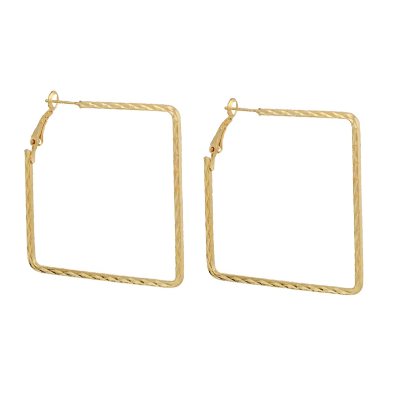 

New Personality Exaggerated Earring Golden square twist hoop earrings Geometric Fashion Dangle Drop Earring For Women