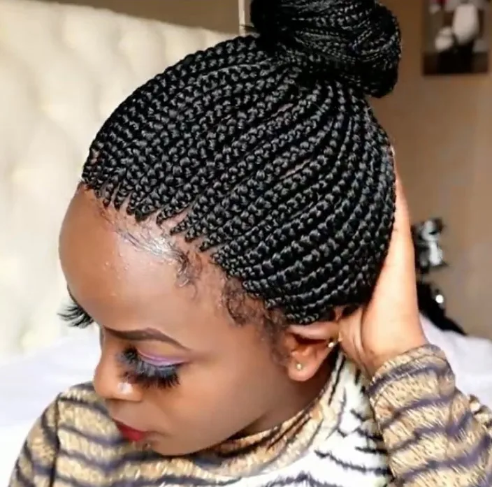 

African braid wig European American female short curly hair synthet stretch mesh chemical fiber headgear Box Braid wigs