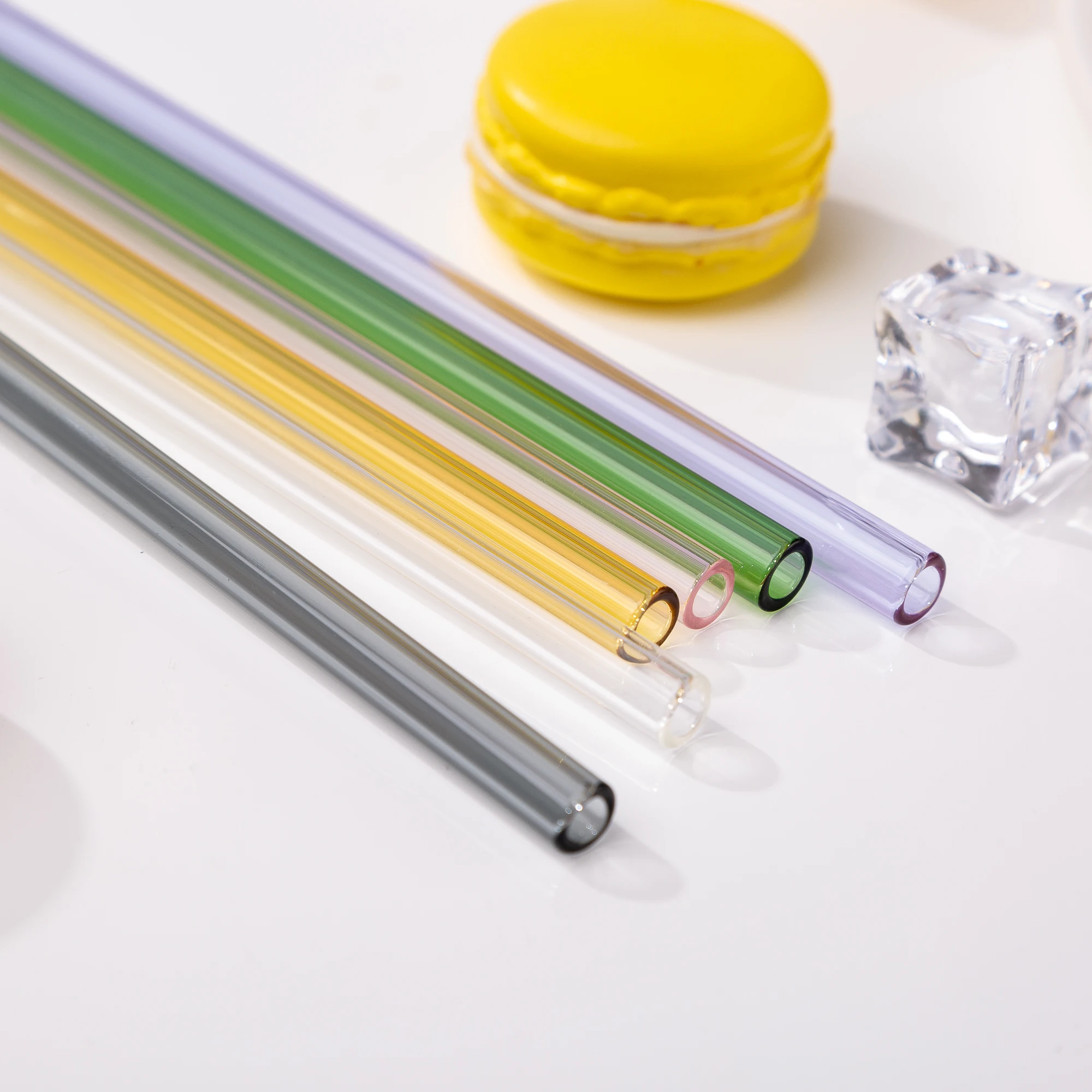 

straight practical eco friendly colorful drinking reusable glass straw set, Panton