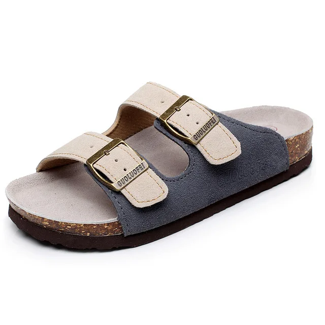 

China New fashion imitation suede casual Sandal slippers Wholesale Cork Slide Men Summer Outdoor Beach Slippers