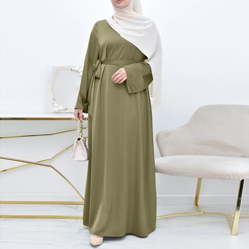

2024 new eid muslim robe solid color fashion modest abaya loose dress ladies dress for ladies ramadan prayer