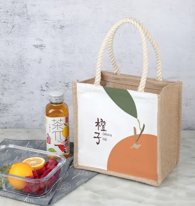 

Fashionable hot sale nature linen multi printing pattern shopping bag food storage bag, As picture show