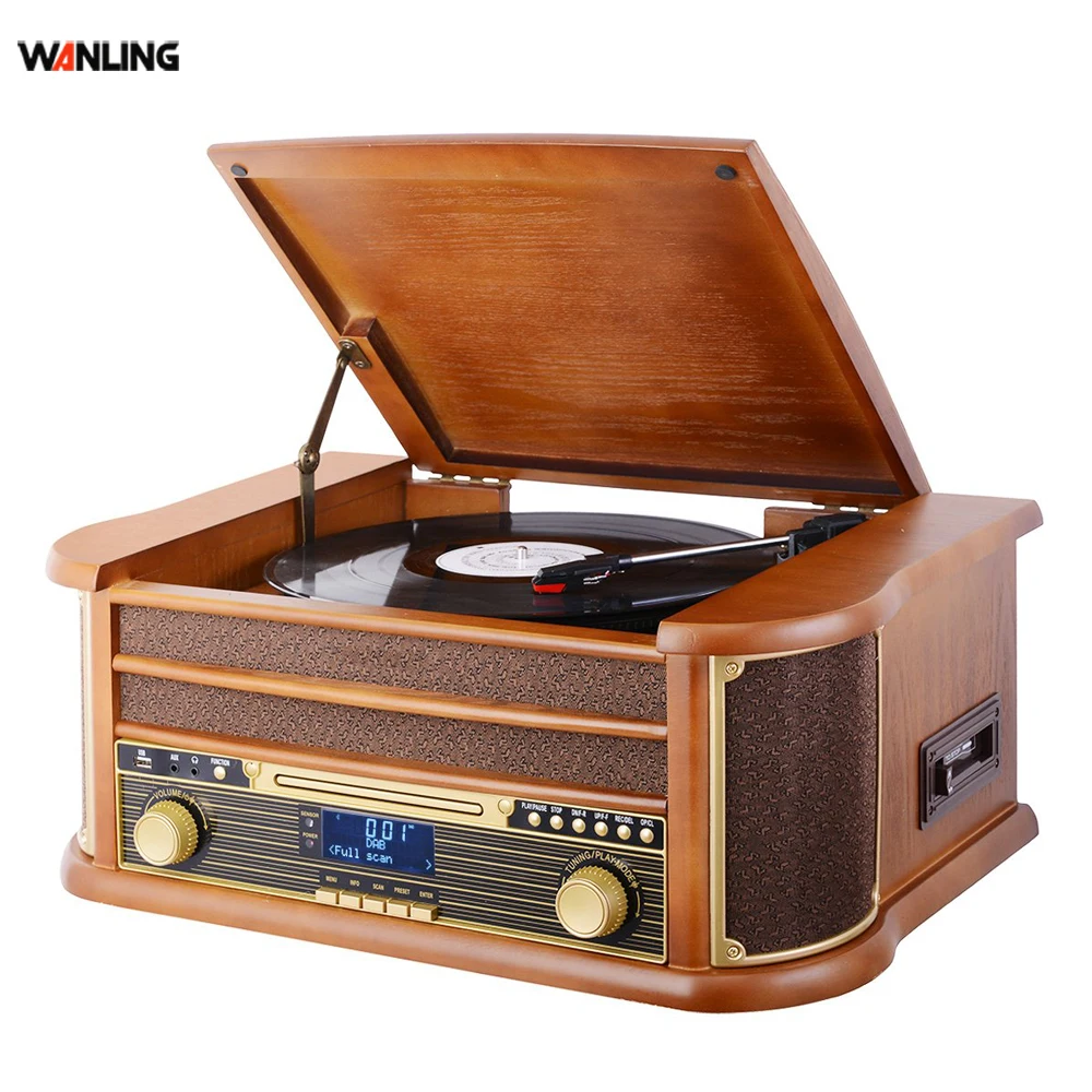 

New Turntables USB SD Bt wooden player Vinyl Record DAB Gramophone Player