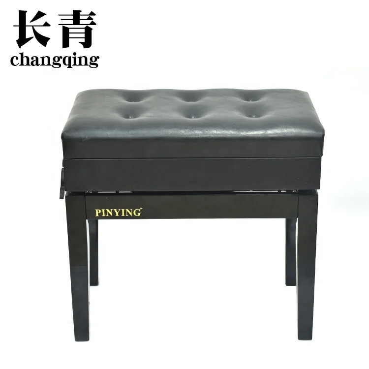 

Adjustable solid wood metal and super nai leather chair piano bench bench with storage bookcase, White+black