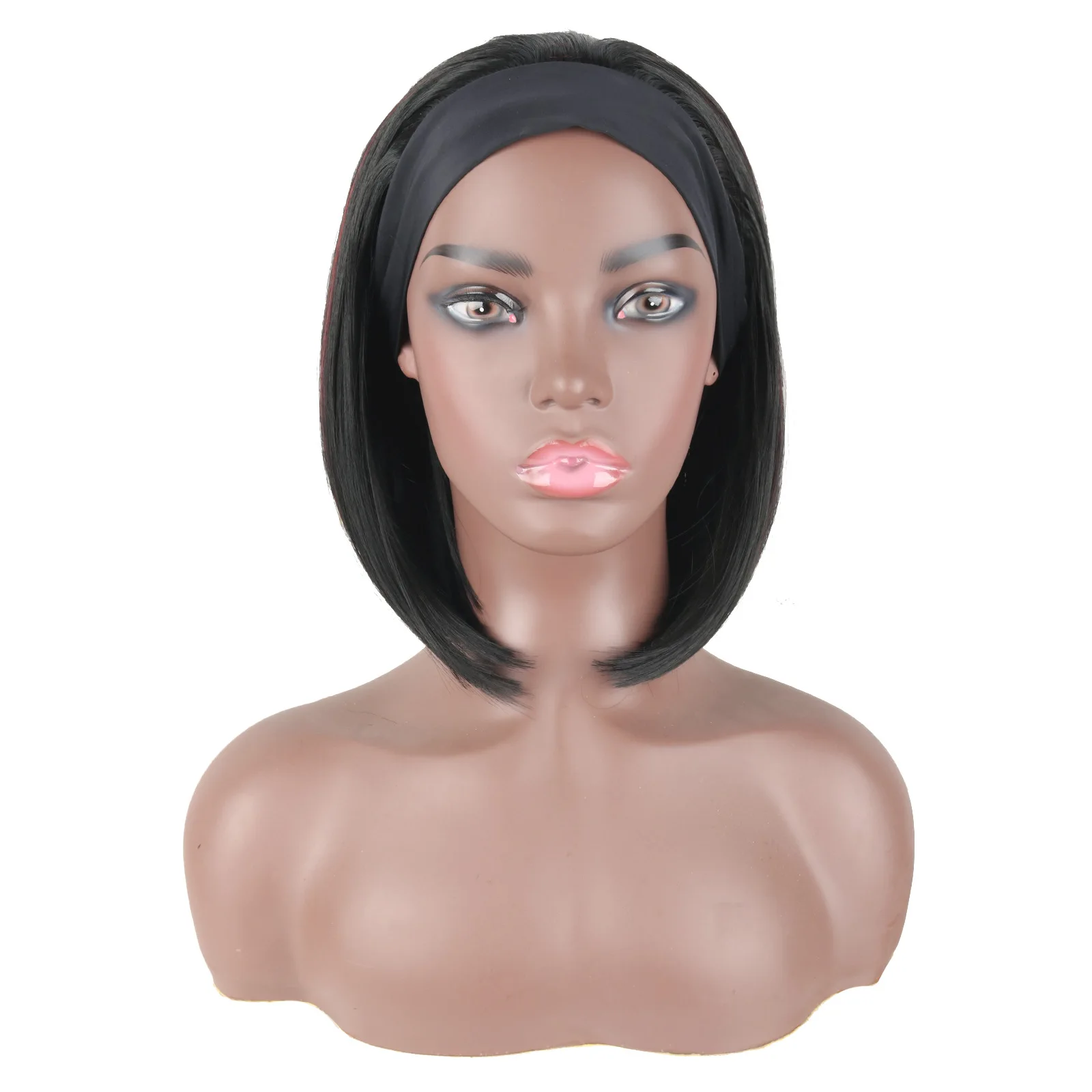 

Hot Selling Headband Wigs Synthetic Short straight Wigs for Black Woman
