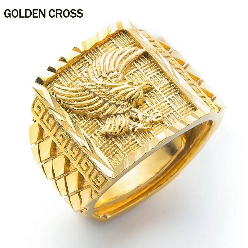 

Punk Rock eagle Men's Ring Luxury Gold Plated Wedding Rings Jewelry Resizeable To 7-11 Finger Never Fade fashion jewelry vendors, Silver color