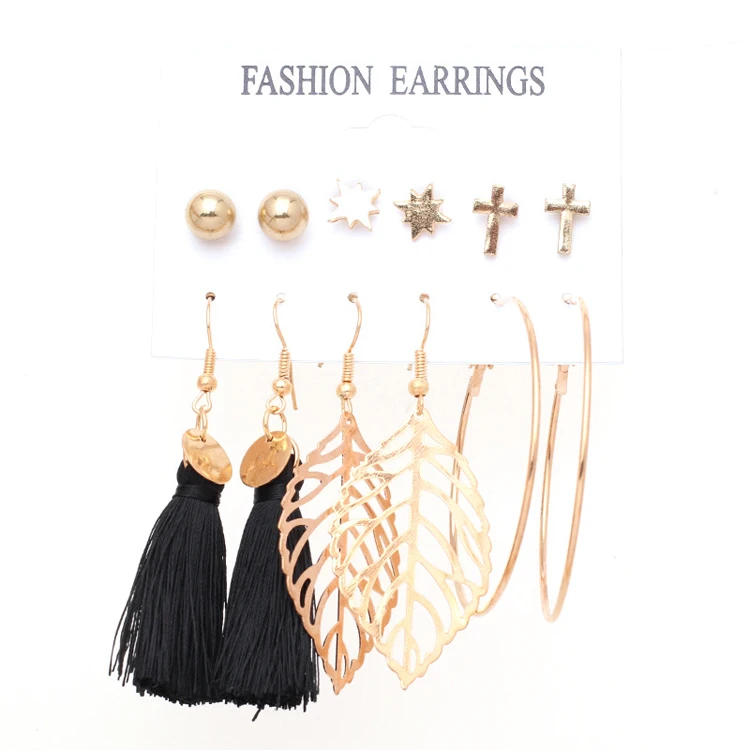 

2021 Newest creative geometric alloy stud with geometric earrings fringed earrings for women