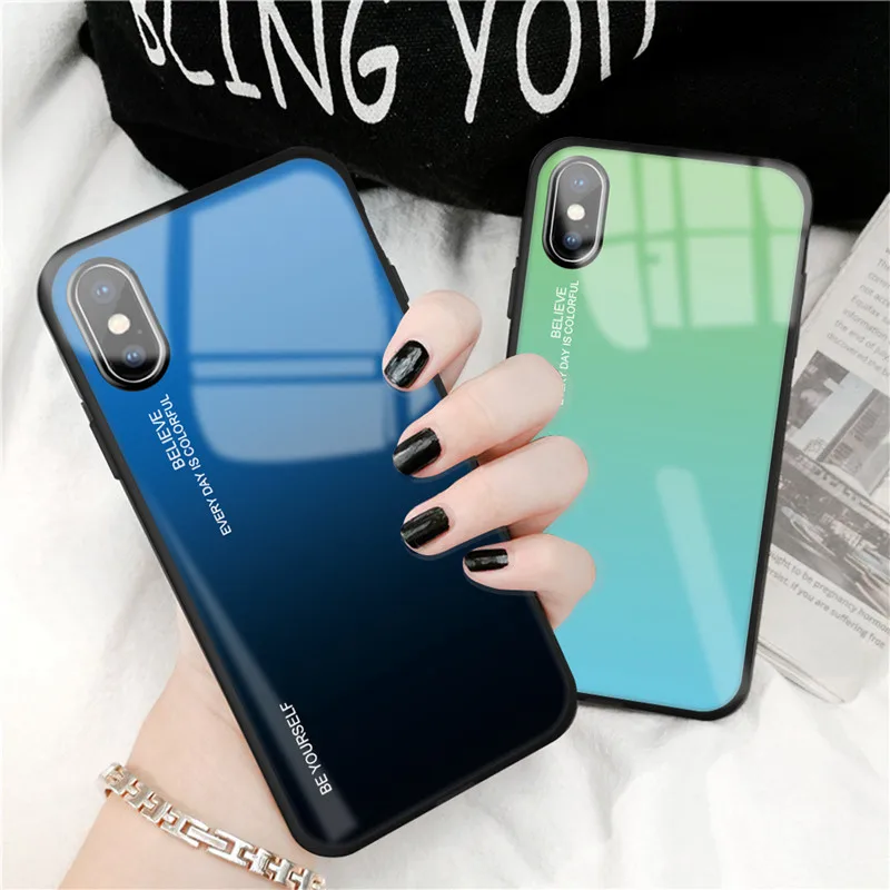 

Gradient Phone Case For Huawei P Smart 2020 P30 P20 Pro Mate 20 Lite Nova 4 Glass Cover Case For Honor 10 Lite 20 Pro 8X Max