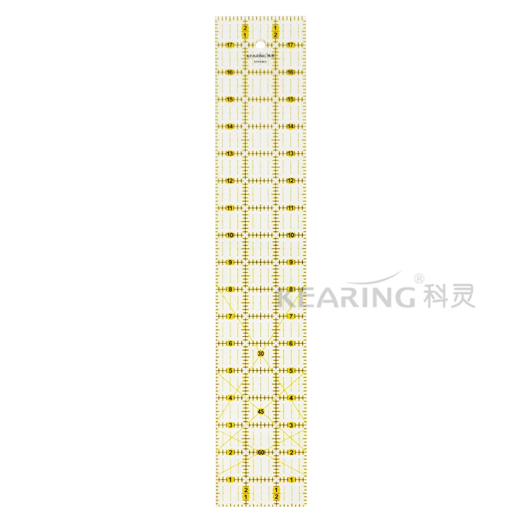 

Kearing  Non-slip Laser Cut Acrylic Plastic Clear Patchwork Quilting Ruler, Yellow & black