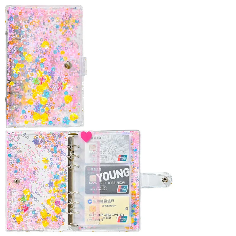 

Wholesale custom new school supplies a6 clear PVC money binder organizer clip 6 ring budget binder wallet