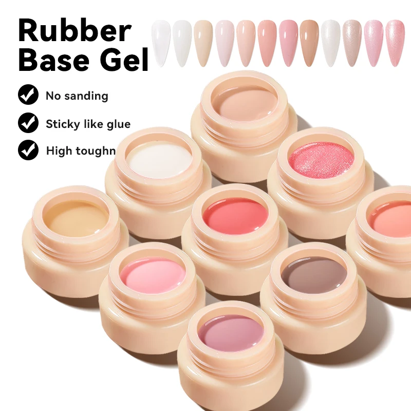 

JTING high quality long lasting 12colors nude Rubber base nail gel polish OEM ODM private label 5ml pink jar gel base coat, 12 colors