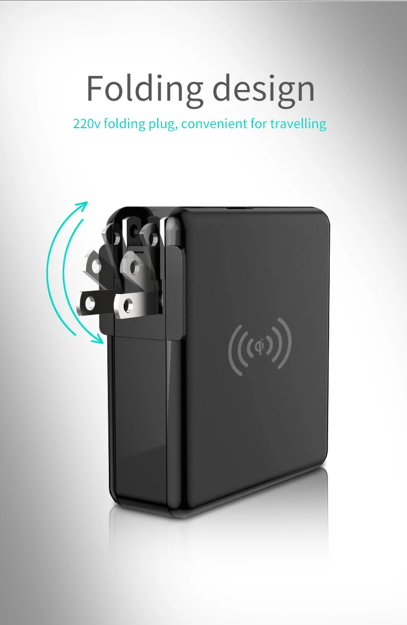 Fold design 3 in 115w fast charge wireless charger stand 10000mah fast charging adapter Wireless Powerbank for all phones RK-C44 - ANKUX.COM