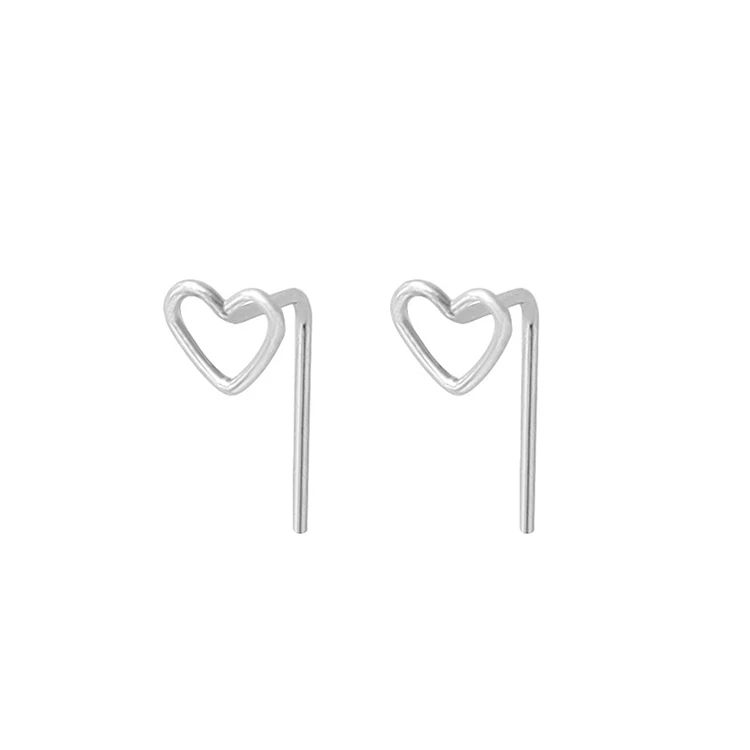 

Free Shipping Wholesale Fashion Diy Stud Earring Simplicity Girls Korean Love Hollow Ear Hook Handmade, Silver plated