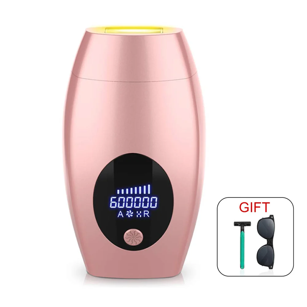 

600000 Flashes Permanent IPL Epilator Laser Hair Removal Home photoepilator Painless portable handheld IPL Hair Removal, White, pink