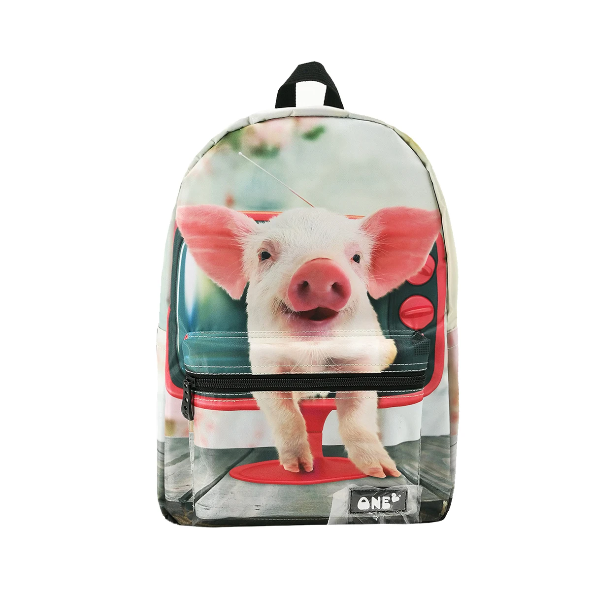 

Cute pig design printing custom bag for school college can put laptop school bag with front pocket waterproof, Customized