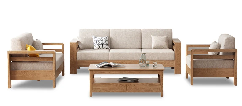product-Modern simple 4 seats fabric chaise longue sofa with single sofa-BoomDear Wood-img