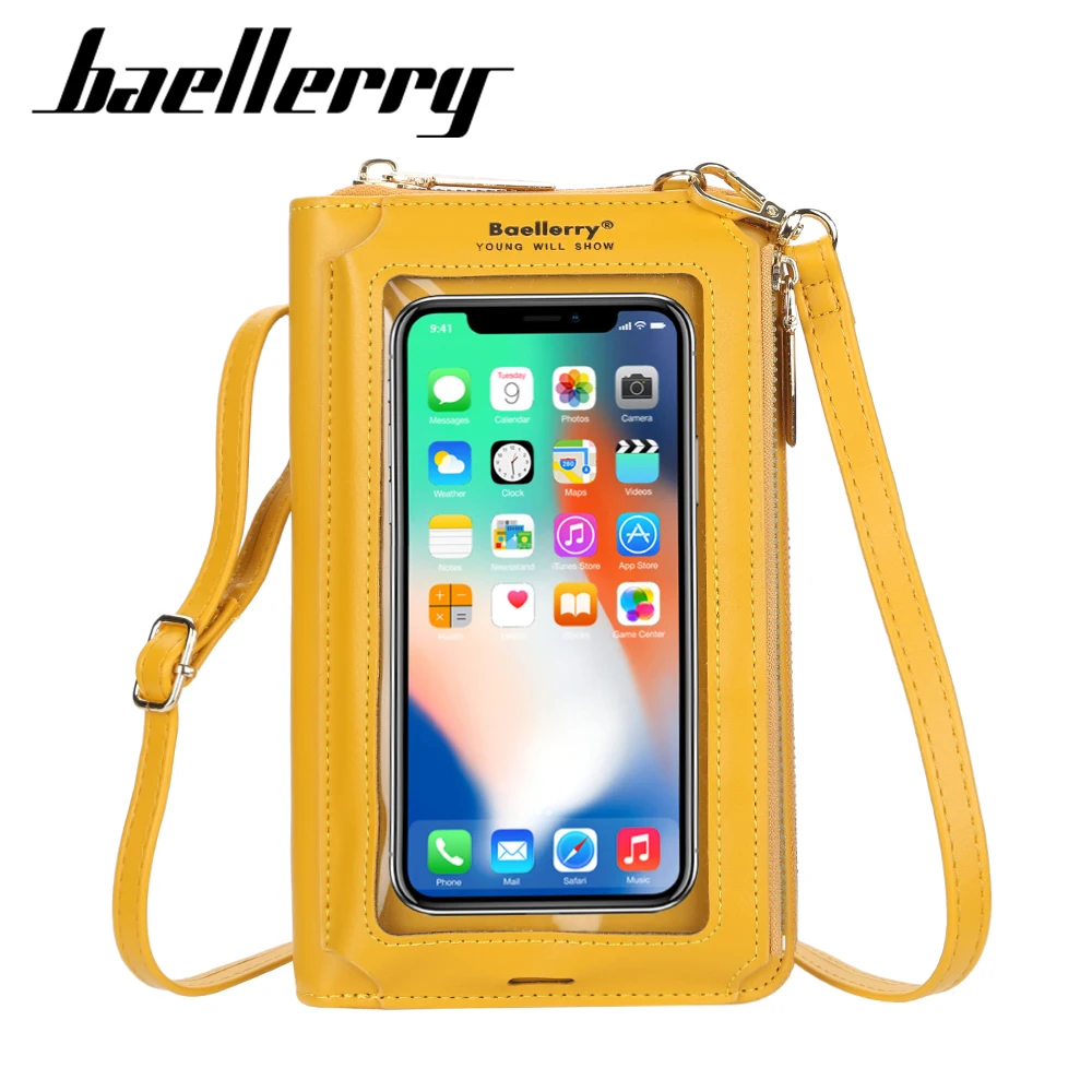 

Baellerry touch screen zipper wallet women pu carder holder high quality shoulder handbag for woman can custom logo purse, 10 colors